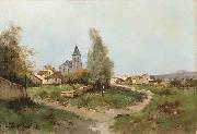 Eugene Galien-Laloue The path outside the village painting
